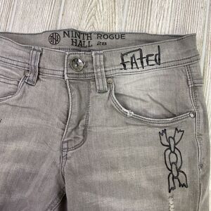 Ninth Hall Rogue Men’s Size 28 Grey Graffiti Grunge Skinny Jeans Pants